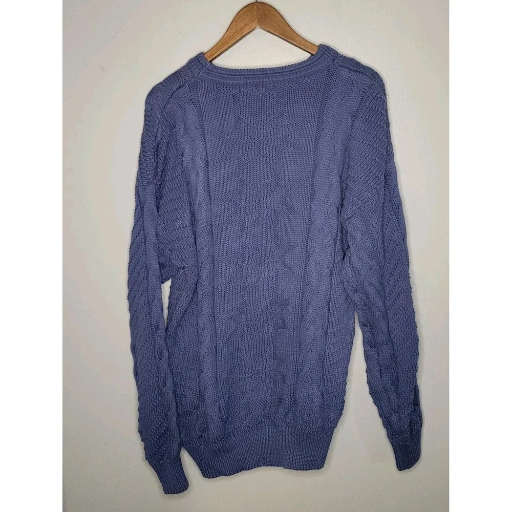 VTG Abercrombie & Fitch Men's Fisherman Chunky Cable Knit Sweater Blue Med *Flaw